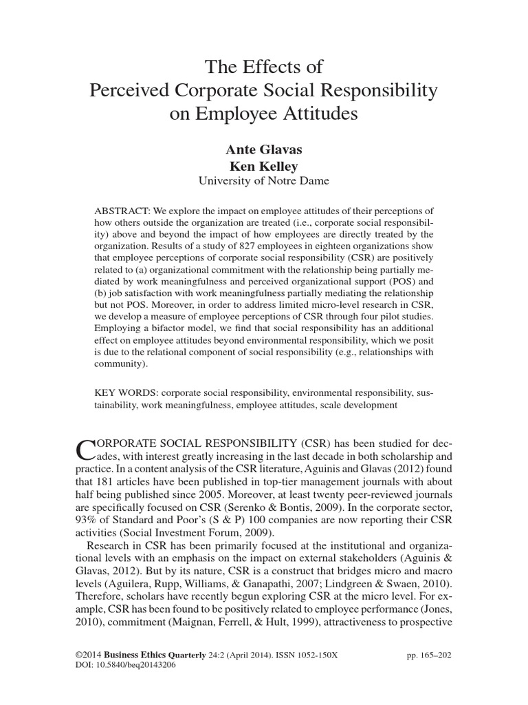 The Effects of Percived Corporate Social Responsability On Employee ...