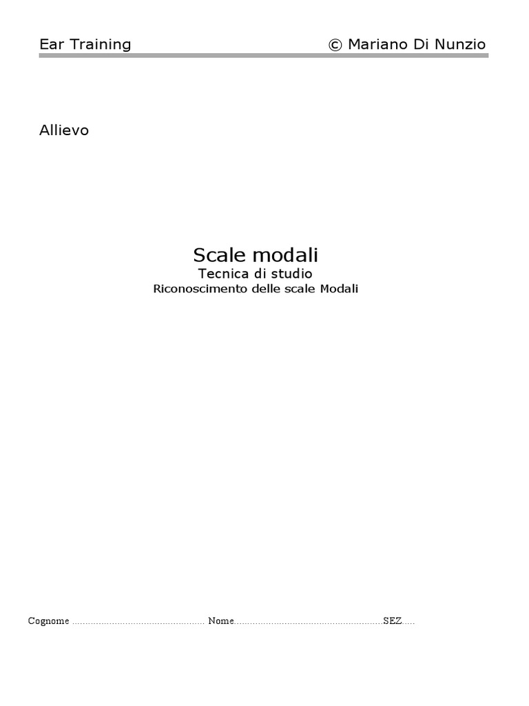 Ear Training Scale Modali Allievo PDF | PDF