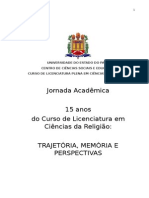 15 Anos Do Curso de Licenciatura Em Ciências Da Religião