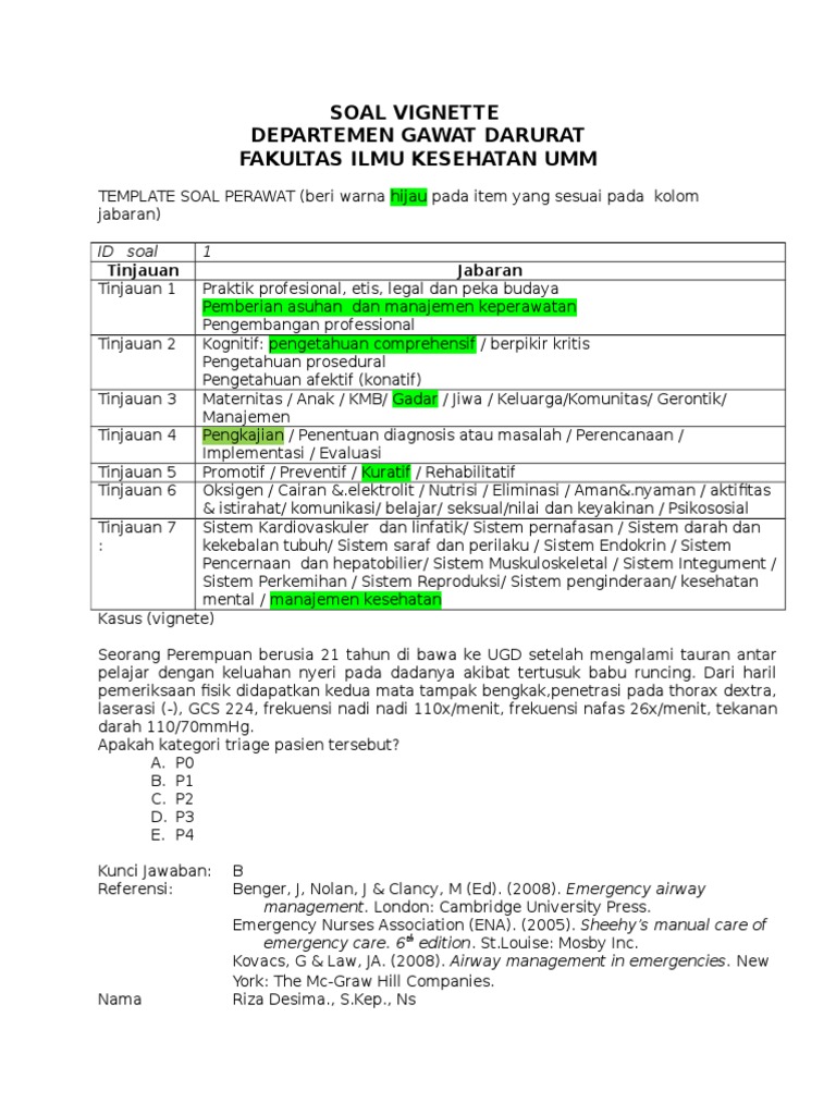 Contoh Soal Keperawatan Gawat Darurat Dan Jawaban