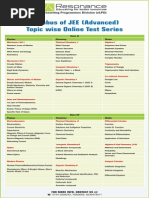 Syllabus of JEE (Advanced) Topic Wise Online Test Series: E-Learning Programmes Division (eLPD)