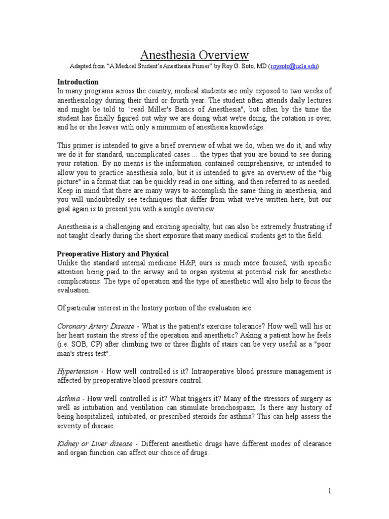 Anesthesia Notes | PDF | Anesthesia | Apnea