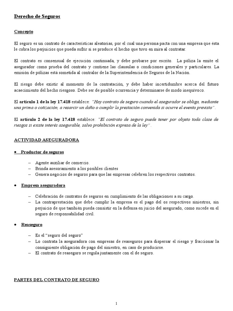 Conceptos Clave del Derecho de Seguros | PDF | Póliza de seguros | Seguro