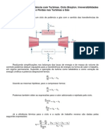 Ciclos de Potência com Turbinas. Ciclo Brayton. Irreversibilidades e Perdas nas Turbinas a Gás