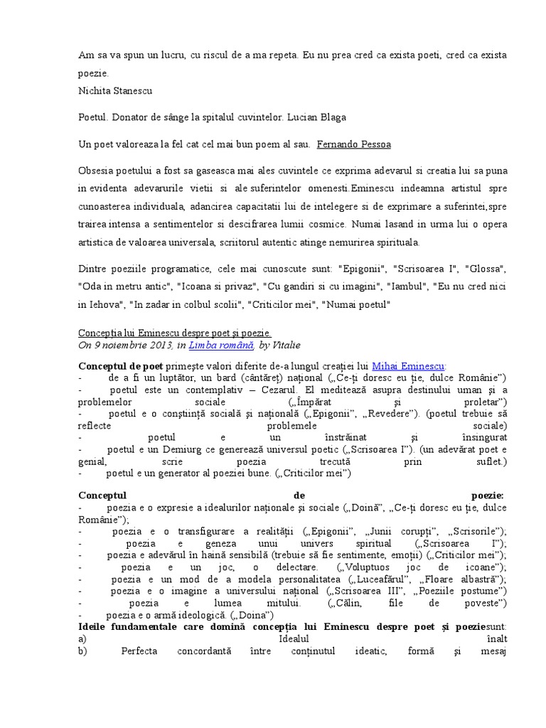 Misiunea Poetului Eseu