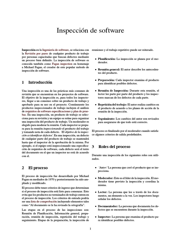 Inspección de Software | PDF | Ingeniería de Sistemas | Ingeniería ...