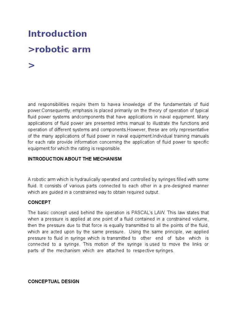 hydraulic arm introduction