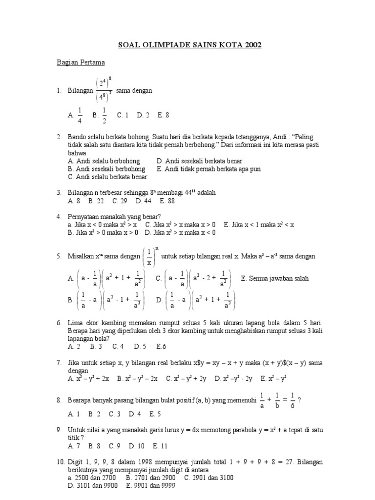 SoalSoal Olimpiade Matematika 20022007 PDF