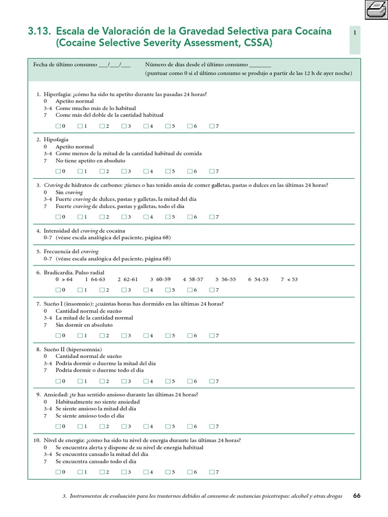 Evaluación CSSA para Trastornos por Cocaína | PDF | Ansiedad ...
