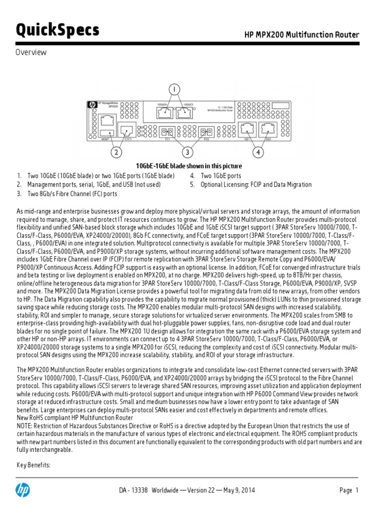 Quickspecs: HP Mpx200 Multifunction Router | PDF | Business