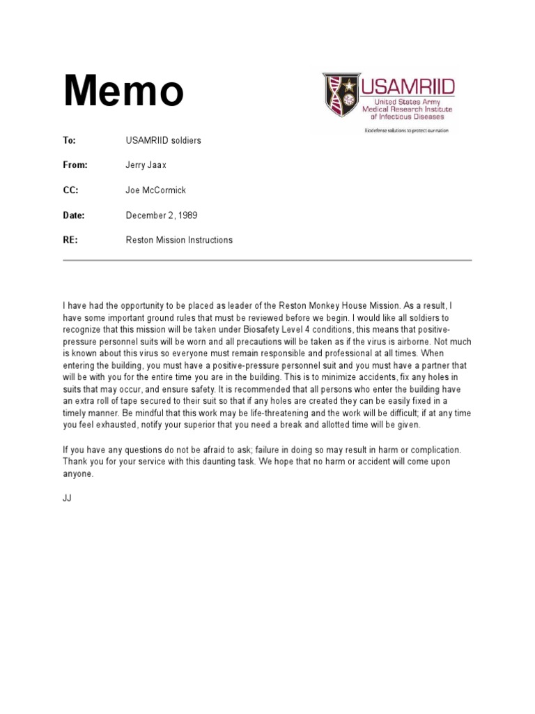 Hot Zone Memo | PDF | Technology & Engineering | History