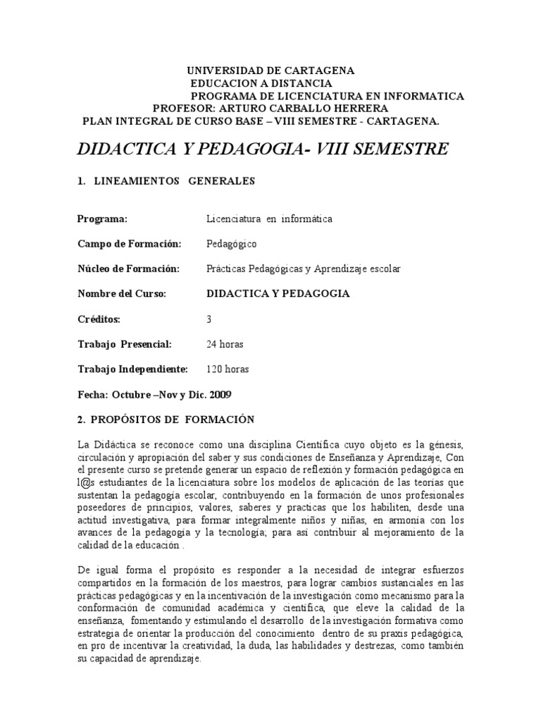 Didáctica y Pedagogía en Informática | PDF | Maestros | Plan de estudios