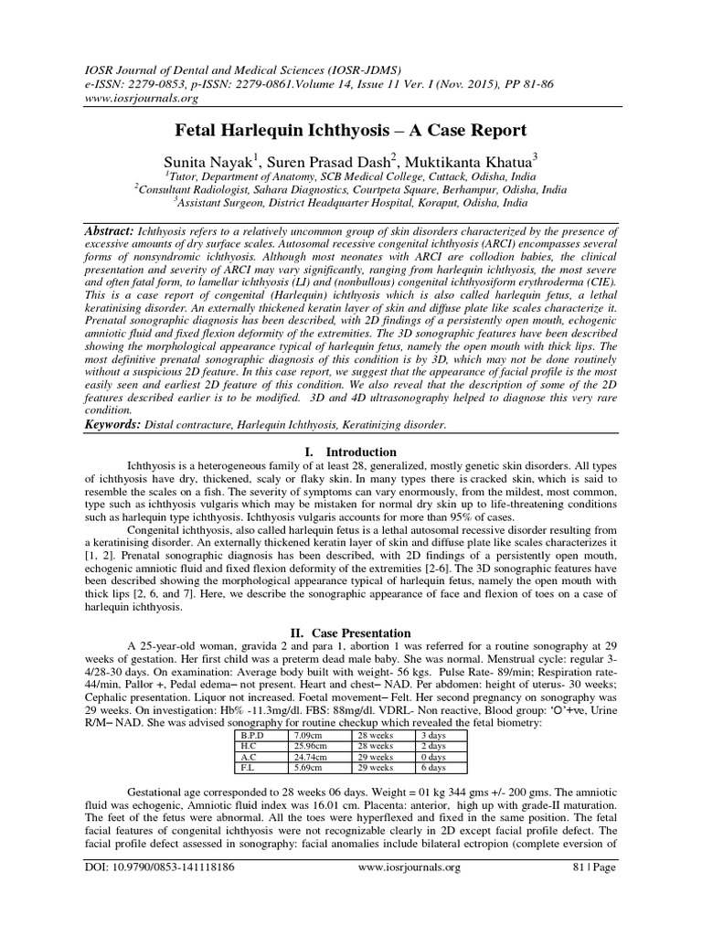 Fetal Harlequin Ichthyosis - A Case Report | PDF | Fetus | Congenital
