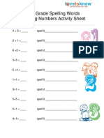 813 First Grade Spelling Activity Sheet