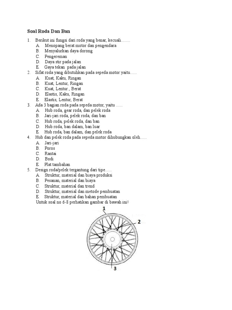 Komponen dan Fungsi Roda Sepeda Motor | PDF | Teknologi & Rekayasa