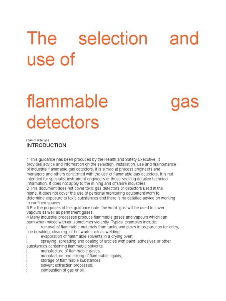 Gas Detector Guidelines PDF Flammability Gases