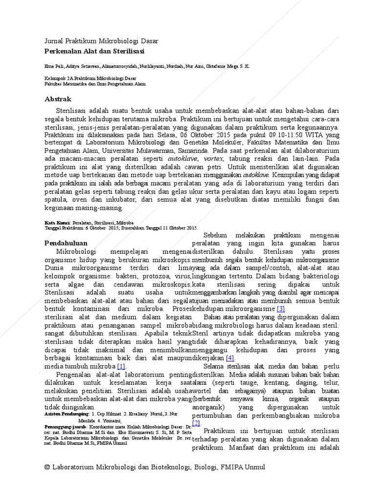 Jurnal Alat Laboratorium Mikrobiologi Dan Fungsinya Pdf