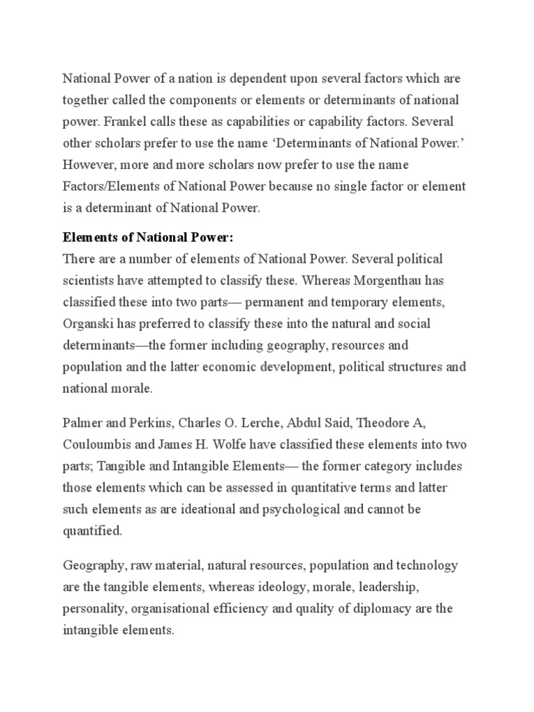 NATIONAL POWER MEANING DEFINITION AND ELEMENTS intelligence overview