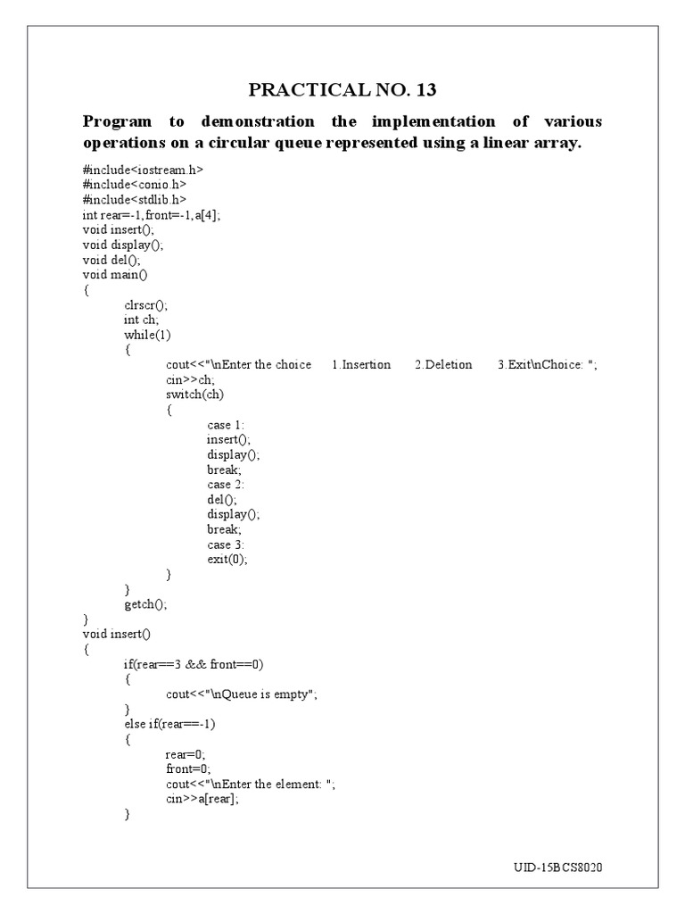 Circular Queue Operations in C++ | PDF