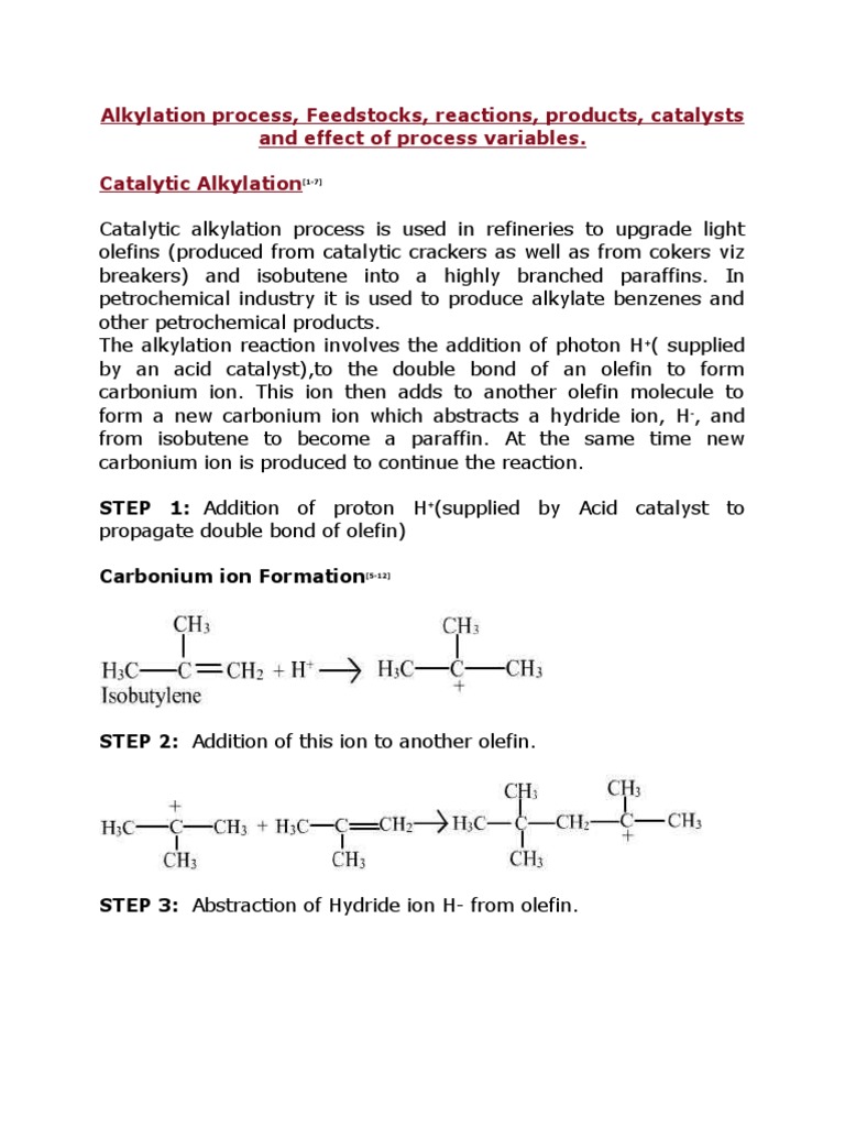 Catalytic Alkylation Process Overview | PDF | Cooking, Food & Wine