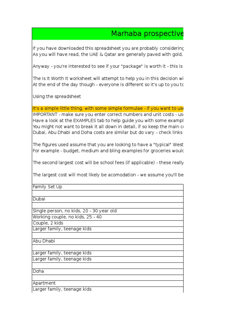 Is It Worth It UAE Qatar Expenses Vs Package PDF United Arab