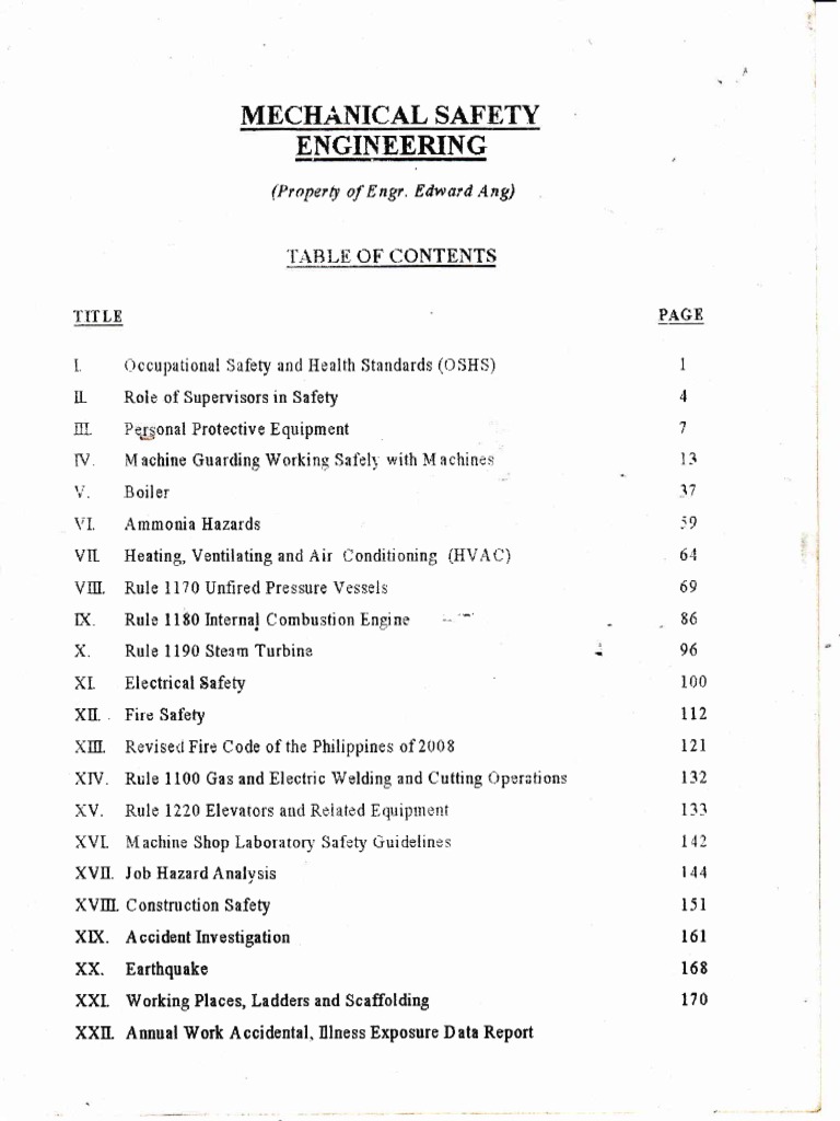 Mechanical Engineering Safety Handbook Personal Protective Equipment