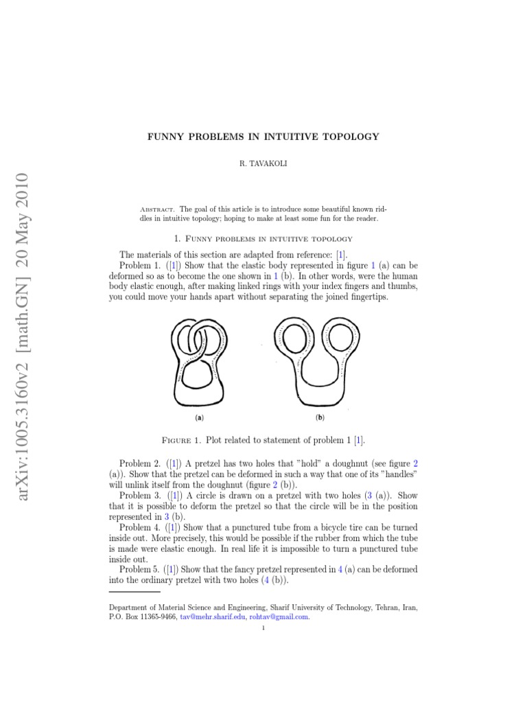 Funny Problems in Intuitive Topology | PDF | Topology | Geometry