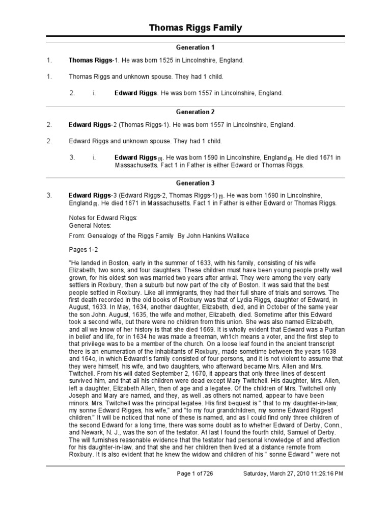 Thomas Riggs Family | PDF | New Jersey | Will And Testament