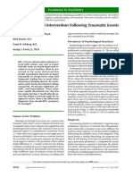 Early Psychosocial Intervention Following Traumatic Events