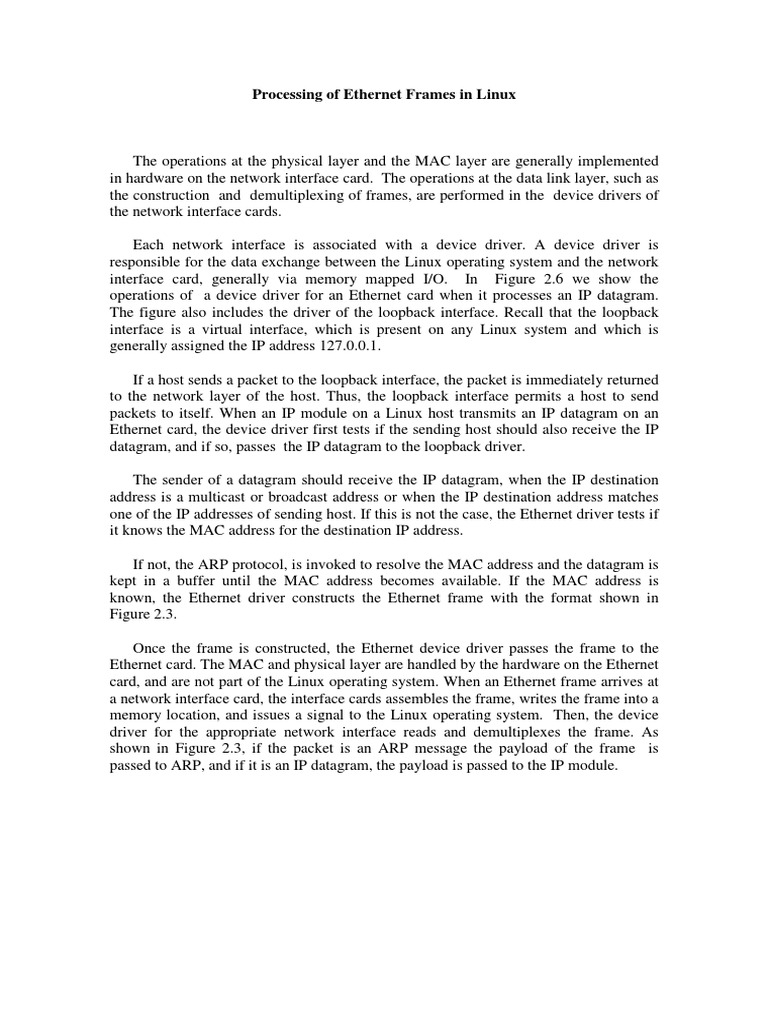 Processing of Ethernet Frames in Linux-Loopback | PDF | Internet ...