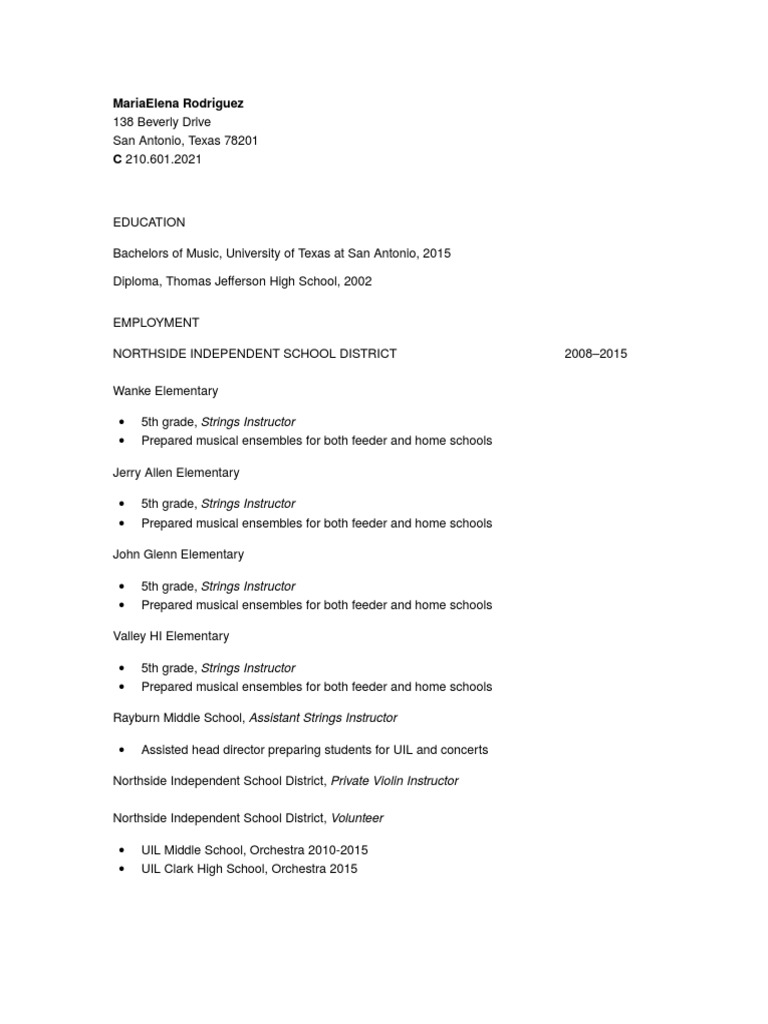 merodriguez resume2 Violin Orchestras