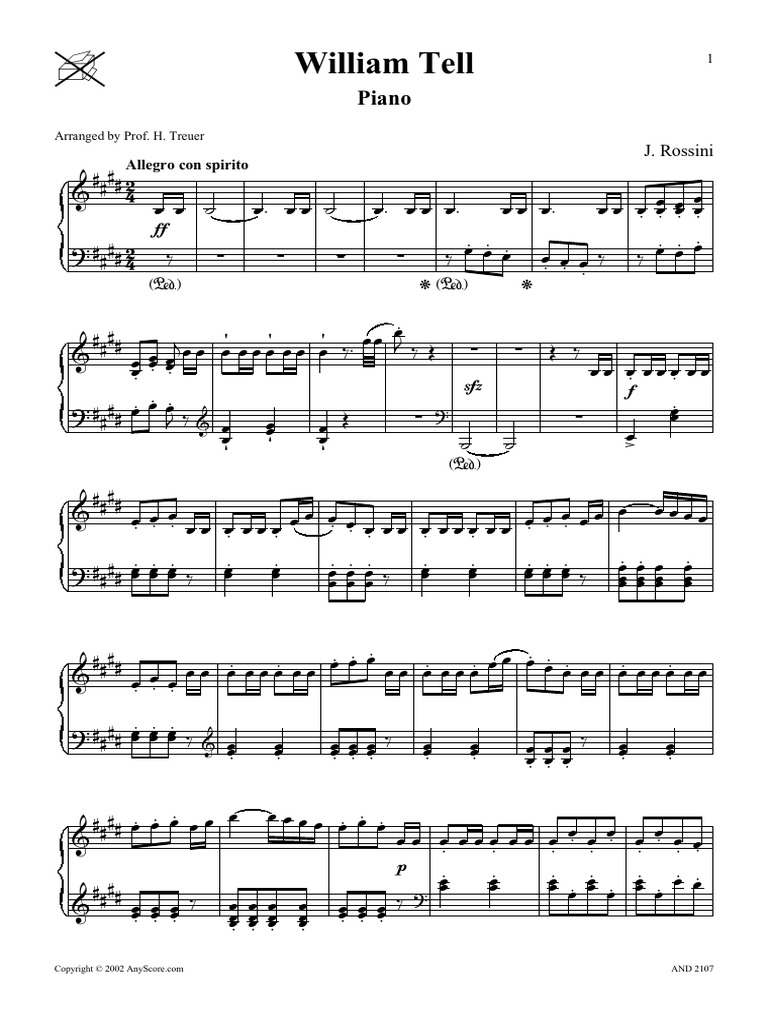 Sheet Music - Piano) Rossini - Tell Overture |