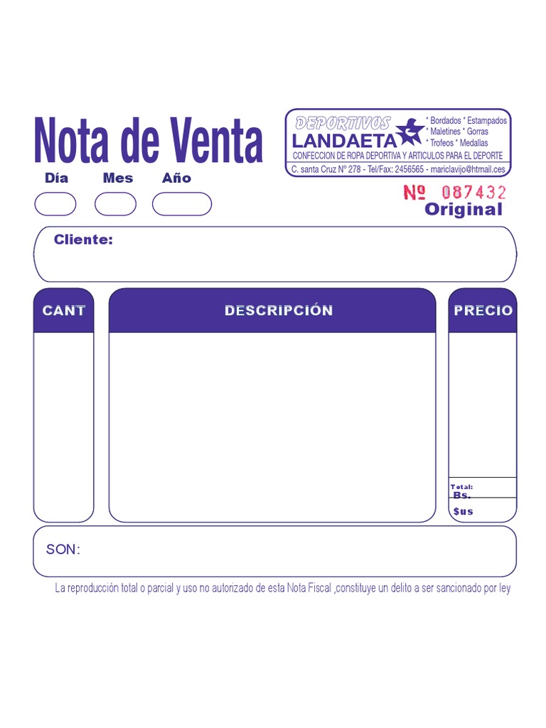 Nota de Venta