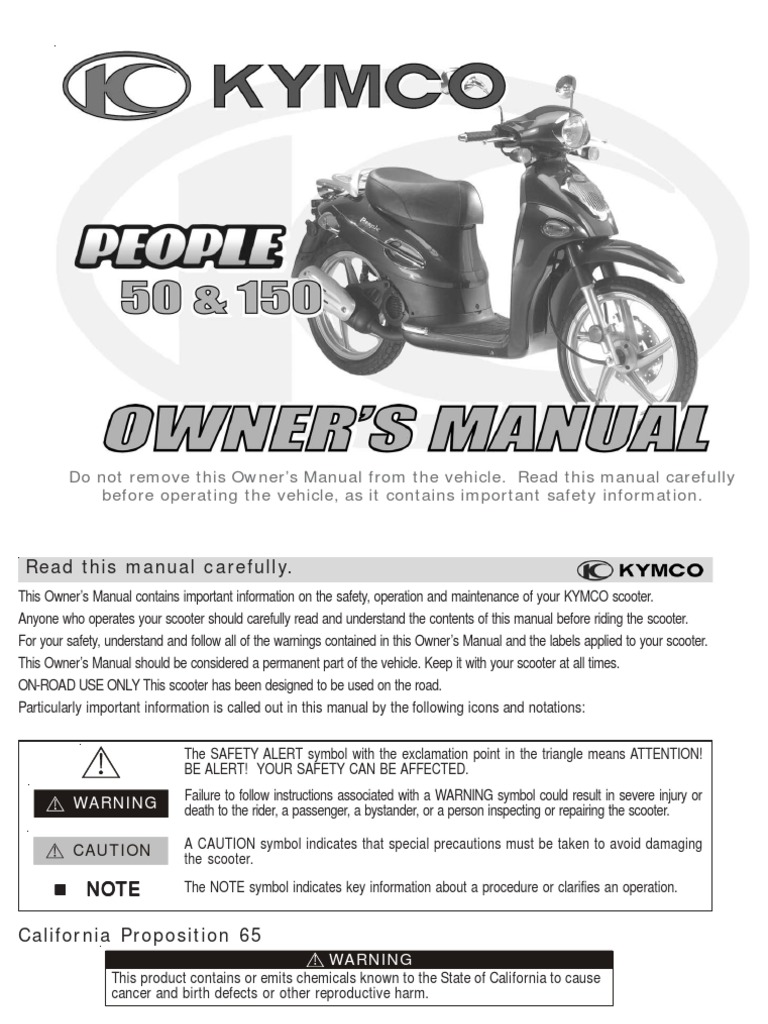 Kymco people 50-150 Owners Manual | Headlamp | Tire