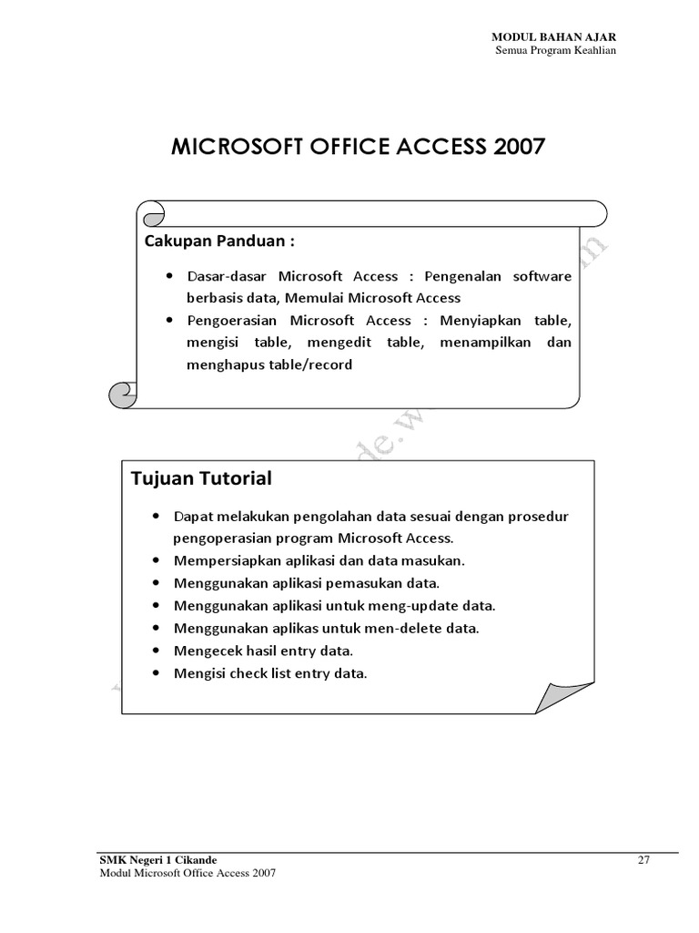 Modul Ajar Microsoft Access 2007 | PDF | Seni