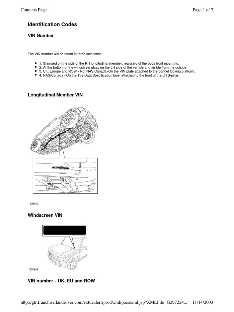 Land Rover LR3 Shop Manual VIN Identification Codes | Transmission  (Mechanics) | Car Body Styles