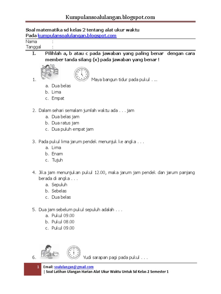 Contoh Soal Matematika Kelas 2 Sd Tentang Jam - Berbagi Contoh Soal