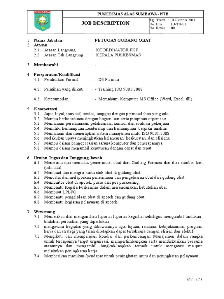 Job DescGudang Obat PDF