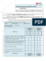 Cuestionario para Evaluar El Pensamiento Crítico - Validar