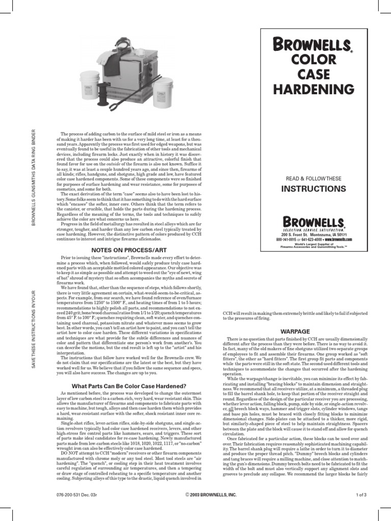 Brownells Color Case Hardening Instruction Manual PDF Steel