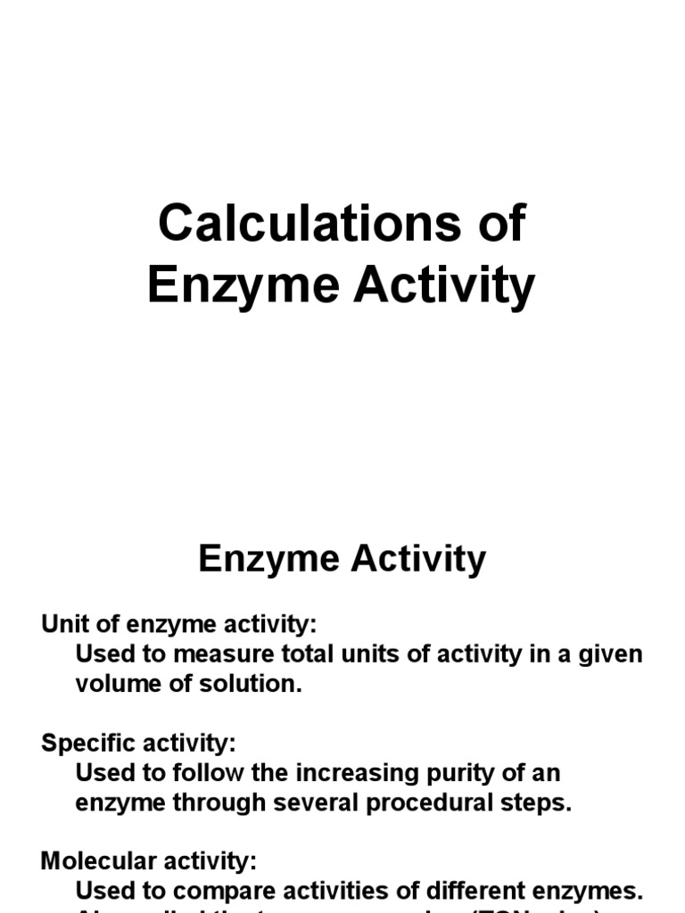 Calculation of Enzyme Activity PDF