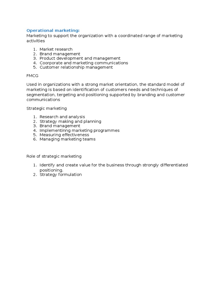 Operational and Strategic Marketing Guide | PDF
