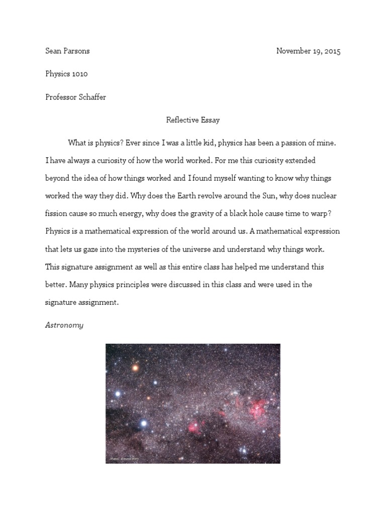 Example of reflective essay in physics image