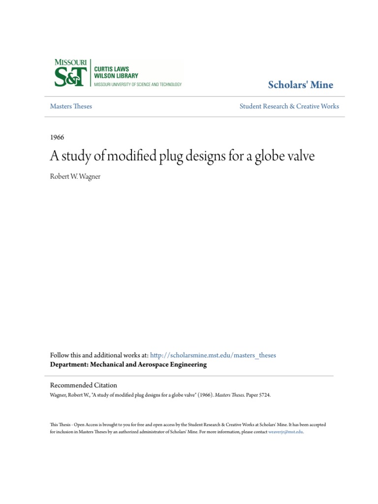 Modified Plug Designs for Globe Valves | PDF | Valve | Flow Measurement