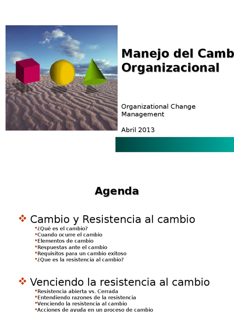 Manejo de Cambio y Resistencia Organizacional | PDF | Gestión del ...