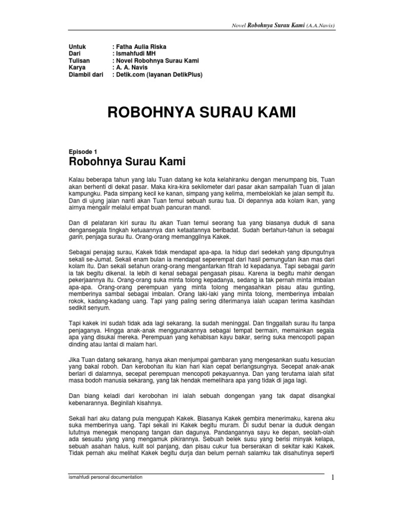 Cerpen Robohnya Surau Kami Karya Aa Navis Pdf Belajar Online