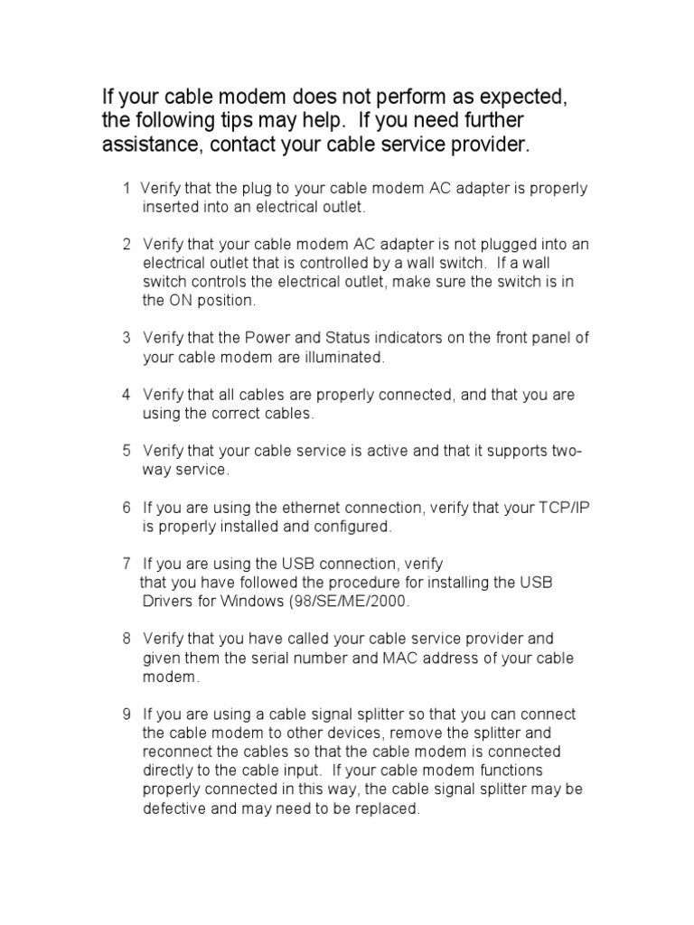 Tips For Cable Modem | PDF
