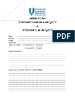 Student'S Green & Project' & Student'S 3R Project': Entry Form