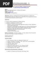 Mobile Testing Resume Sample Document