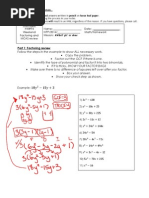 Part 1: Factoring Review: Follow The Steps in The Example To Show ALL Necessary Work